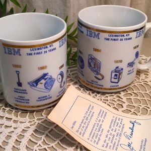 Vintage IBM Lexington KY 20 Year Mugs Set Of 2 NOS